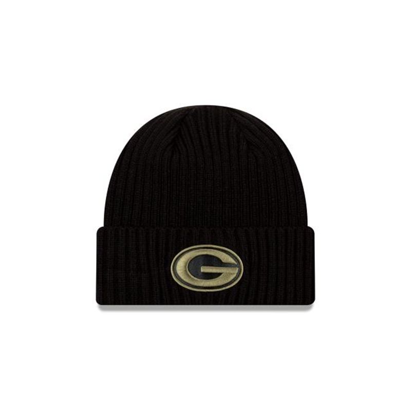 NFL Green Bay Packers Salute To Service Cuff Knit (CRL3198) - Black New Era Beanies